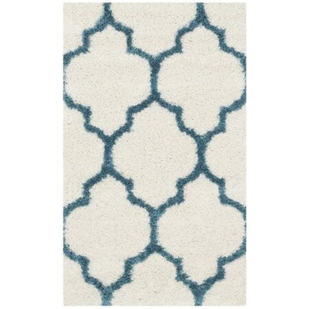 Safavieh Kids Shag Power Loomed Rectangle Rug- Ivory - Blue- 3 x 5 ft. SGK566C-3